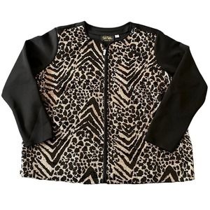Bob Mackie Wearable Art Sequin Zip Up Cardigan Womens Size 1X